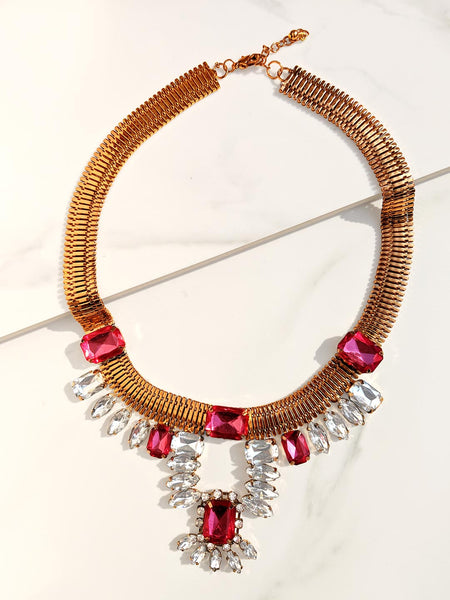 Rolling Stone Necklace Pink