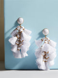Daisy White Tassel Earrings