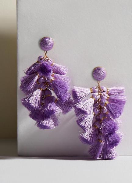 Daisy Purple Tassel Earrings