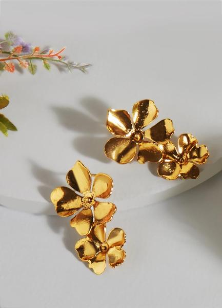 Beack Floral Earrings (Gold)