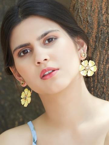 Lucille Front-Back Earrings (Yellow)