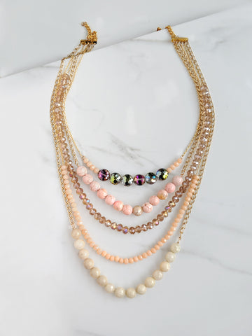 Pearl Crystal Layered Necklace