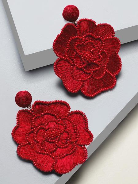 Floret drop earrings (Red)