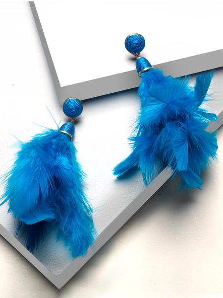 Patricia feather earrings (blue)