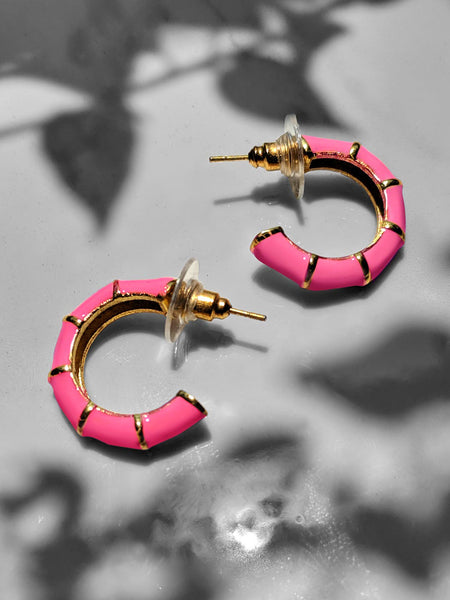 Shellac Mini Pink Enamel Earrings